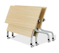 Meedlopia Tavolo da conferenza pieghevole con ruote silenziose, tavolo da riunione mobile per studio e lavoro, tavolo rettangolare con piano ribaltabile (2 pezzi 55,1" x19,6 x29,5)