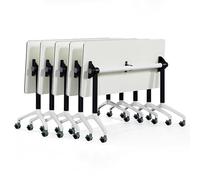 Meedlopia Tavolo da conferenza pieghevole mobile con ruote bloccabili, tavolo da riunione con piano ribaltabile, scrivania per seminari e sale conferenze (5 pezzi, 47,2" x15,7 x29,5)
