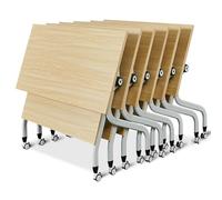 Meedlopia Tavolo da conferenza pieghevole mobile con ruote silenziose, tavolo rettangolare con piano ribaltabile per studio e lavoro, 55,1" x23,6 x29,5 confezione da 6