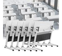 Meedlopia Tavolo da conferenza pieghevole per corsi di formazione, tavolo da conferenza con piano ribaltabile e ruote per sala conferenze, ufficio domestico e classe