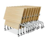 Meedlopia Tavolo da conferenza pieghevole su ruote silenziose, tavolo da riunione mobile rettangolare per studio e lavoro, 55,1" x23,6 x29,5 (8 pezzi)