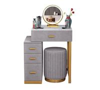 Meedlopia Tavolo da Toeletta con LED Specchio, 3 Modalità di Illuminazione, 4 Cassetti e Sgabello, per Madre, Figlia, Moglie, Ragazza, Donna