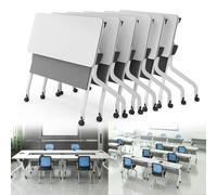 Meedlopia Tavolo pieghevole per sala conferenze - Tavolo da conferenza mobile con piano ribaltabile, per riunioni, seminari e formazione, con ruote, per ufficio domestico e classi