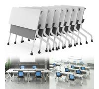 Meedlopia Tavolo pieghevole per sala conferenze - Tavolo da conferenza mobile con piano ribaltabile, per riunioni, seminari e formazione, con ruote, per ufficio domestico e classi
