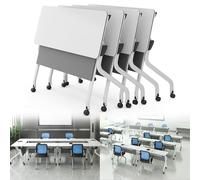 Meedlopia Tavolo pieghevole per sala conferenze - Tavolo da conferenza mobile con piano ribaltabile, per riunioni, seminari e formazione, con ruote, per ufficio domestico e classi