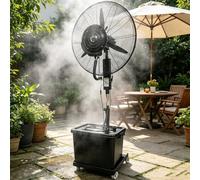 Meedlopia Ventilatore Nebulizzatore Industriale da Esterno 42L, Ventilatore ad Acqua a Piantana con Ruote, 3 Velocità, Oscillazione 90°, Altezza Regolabile per Patio, Officina e Grandi Ambienti
