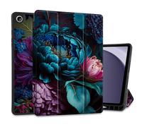 MEEgoodo Case for Samsung Galaxy Tab A9 Plus 11 inch Cover 2023 with S Pen Holder, A9+ Smart Tablet Cases with Leather Trifold Stand+Soft TPU Back Shell+Smart Auto Wake/Sleep, Beautiful Fantasy Flower