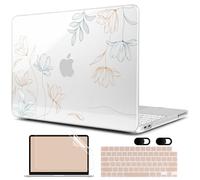 MEEgoodo Custodia stampata 4 in 1 per MacBook Neo 33 cm modello A3404 versione 2026, custodie rigide per laptop con skin per tastiera, protezione schermo e cover per webcam, incisione floreale