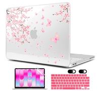 MEEgoodo Custodia stampata per MacBook Neo 13" versione 2026 (adatta al modello A3404), custodie rigide per laptop con skin per tastiera, protezione schermo e cover per webcam, fiori di ciliegio