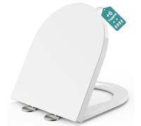 MEEJEE Copriwater Universali D Forma, Tavoletta WC Bianca, Sedile WC, Coperchio water con Chiusura Rallentata, Asse wc con Chiusura Ammortizzata, Coprivaso per Famiglie, Montaggio Rapido