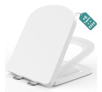 MEEJEE Tavoletta WC Bianca, Copriwater con Chiusura Rallentata, Coperchio Water Quadrata, Sedile WC Universale, Asse WC Facile da Installare, Coprivaso Famiglia, Tavolette WC