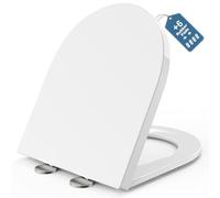 MEEJEE Tavoletta WC D-Shape 460x365mm, Copriwater Bianco a Chiusura Ammortizzata, Asse WC Soft Close, Sedile WC Duroplast, Coperchio Water Facile da Montare e Pulire, Copri Water WC Universale