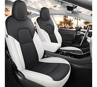 MeeKooMay Tesla Model 3 Coprisedili per auto neri e bianchi per Tesla Model 3 2017 2018 2019 2020 2021 2022 2023 2024Costom impermeabili antiscivolo per Tesla Model 3 (T3-nero+bianco)