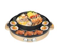 MEELRYD 2 in 1 Hotpot e grill, griglia coreana & Hot Pot, pentola elettrica da 220 V 2200 W con piastra rimovibile, forno antiaderente senza fumo per interni Hot Pot BBQ Party