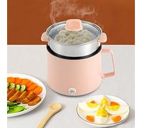 MEELRYD Hot Pot elettrico con pentola a vapore, portatile antiaderente multicooker elettrico con doppio controllo di potenza per bistecca/pasta/zuppa/uovo/avena (rosa + vapore)