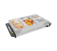 MEELRYD Riscaldatore a buffet 2 in 1 e piastra riscaldante, 300 Watt, 4 contenitori per alimenti, contenitori per buffet commerciali, eventi di catering, ristoranti alberghieri