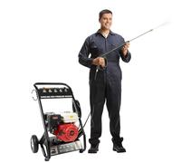 MEELRYD Rondella ad alta pressione 7,5 CV, pressione: max. 190 bar, portata: 2,3 GPM, pistola ad alta pressione, fresa a sporco, tubo a getto, idropulitrice a benzina, pressure washer