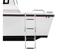 MEELRYD Scaletta da barca pieghevole, in acciaio inox, portata 136 kg, con gradini antiscivolo, con corrimano e pedale largo, scala a 3 livelli