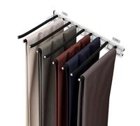 MEELRYD Supporto per pantaloni allungabile, gancio per pantaloni, in acciaio inox, per armadio e pantaloni, 9 supporti per sciarpe, gancio per pantaloni, antiscivolo per armadio, profondità 48 cm