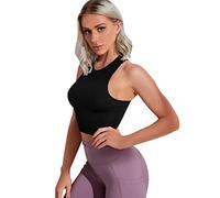 MeeQee Canotta Corta da Donna Sexy Top Corto a Costine con Scollo Rotondo Canotta a Tinta Unita senza Maniche Canotta