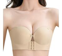 MeeQee Reggiseno Senza Spalline Donna Sexy Chiusura Frontale Reggiseno Senza Ferretto Push Up Invisibile Reggiseni a Fascia Bandeau Brassiere Senza Cuciture Multifunzione Reggiseni con Coppe Modellate