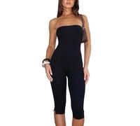MeeQee Tuta Intera Donna Senza Maniche Aderente Pagliaccetto Senza Spalline Sexy Slim Midi Jumpsuit Moda Casual Tinta Unita Tutina One Piece Tuta Monopezzi per Palestra Fitness Workout Yoga