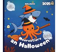 Meerestiere an Halloween - Malbuch 2025 - Einfacher Line-Art-Stil: 50 Seiten mit Meeresfreunden bereit zum Süßes-oder-Saures