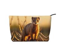 Meerkats - Borsa cosmetica da donna in velluto a coste, con cerniera, portatile, adatta per viaggi e conservazione quotidiana di cosmetici,