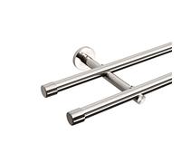 Meerveil Asta per tende a doppio strato, 320 cm, in acciaio inox, Ø 20 mm, fissaggio a parete per camera da letto, sala da pranzo, soggiorno o cucina, foratura, non allungabile