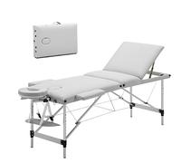 Meerveil Lettino da Massaggi 3 Zone Alluminio Portatile, Tavolo da Massaggio Letto Lettino Spa, Lettino Massaggi Professionale per Estetista e Fisioterapia (Bianco)