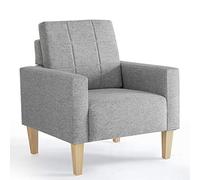 Meerveil, poltrona in tessuto moderno grigio chiaro, 72 x 68 x 82 cm, divano singolo con struttura e gambe in legno massello, adatto per soggiorno, camera da letto, ufficio