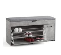 Meerveil Scarpiera Panca, Portascarpe con Cassetto Ribaltabile Stile Industriale in Legno per Ingressi e Corridoi, L100 x P30 x A52 cm, Grigio