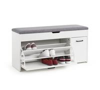 Meerveil Scarpiera Panca, Portascarpe con Cassetto Ribaltabile Stile Industriale in Legno per Ingressi e Corridoi, L100 x P30 x A52 cm, Bianco