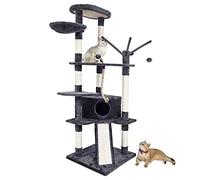 Meerveil Tiragraffi per Gatti, Altezza 168 cm Albero di Grandi Dimensioni, per Arrampicata di Gatto, 6 Livelli con Giocattolo, Grandi cucce con Scivolo per Il Gatto, (Grigio Scuro)
