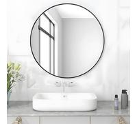 MEESALISA lisa specchio da parete rotondo, specchio rotondo 60 cm, cornice in metallo nero opaco, specchio da parete decorativo, specchio tondo grande - Ideato per camere da letto, bagni e Salotto