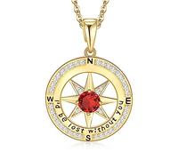 Meeshi Collana da donna a forma di bussola dorata gioielli donna regalo di compleanno donna regali di San Valentino per lei regali di Natale per le donne "I'd Be Lost Without You, Oro Giallo, Zirconia
