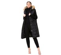 Meet AI Muse Gilet Imbottito Con Cappuccio Pelliccia Nero Lungho Puffer