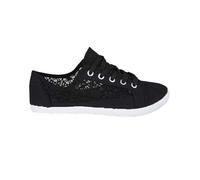 Meet AI Muse Scarpe Donna Canvas Piuma Plimsoll Nere Lacci Piatte Ricamate