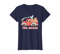 Meet Me At The Beach Retro Mermaid Flamingo Ananas Truck Maglietta