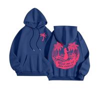 Meet Me At The Ocean - Felpa con cappuccio rosa a puff da donna, per ragazze, taglie forti, pullover a maniche lunghe Y2K con tasca, Marina Militare, M