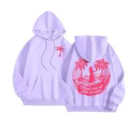 Meet Me At The Ocean - Felpa con cappuccio rosa a sbuffo da donna, carine, per adolescenti, ragazze, pullover oversize alla moda, a maniche lunghe, Y2K, con tasca, Viola, XXXXL