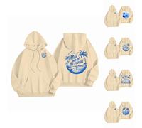 Meet Me At The Ocean - Felpa con cappuccio rosa a sbuffo da donna, oversize, per adolescenti, ragazze, carino, pullover a maniche lunghe, con tasca, Cachi #4, M