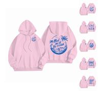 Meet Me At The Ocean Felpa con cappuccio rosa da donna oversize per ragazze adolescenti felpe divertenti pullover preppy a maniche lunghe Y2k top con tasca, Rosa #4., M