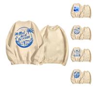 Meet Me At The Ocean Felpe da donna carino rosa Puff Felpe Divertente Stampa Posteriore Preppy Pullover Trendy Manica Lunga Top per Ragazze Adolescenti, Cachi #1., XL