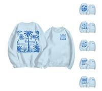 Meet Me At The Ocean Felpe da donna Plus Size Pink Puff Felpe per ragazze adolescenti Divertente Pullover Preppy Trendy Top a maniche lunghe, Blu #4., XXXL