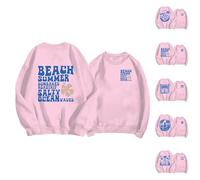 Meet Me At The Ocean Felpe da donna Uk divertente rosa Puff Felpe Carino Preppy Pullover Trendy Top a maniche lunghe per ragazze adolescenti, Rosa #3., XL