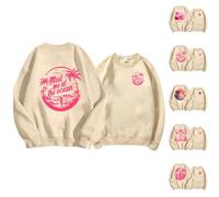 Meet Me At The Ocean Felpe da donna UK Plus Size Pink Puff Felpe Divertente Preppy Pullover Trendy Top a maniche lunghe per ragazze adolescenti, Cachi #5., XXL