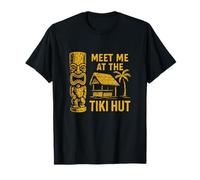 Meet Me at The Tiki Hut Retro Luau Vacation Island Divertente Maglietta