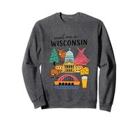 Meet Me in Wisconsin Iconic Imagery Design Felpa