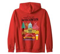 Meet Me in Wisconsin Iconic Imagery Design Felpa con Cappuccio